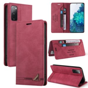 For Huawei P40 Skin Feel Anti-theft Brush Horizontal Flip Leather Case with Holder & Card Slots & Wallet(Wine Red) (OEM)