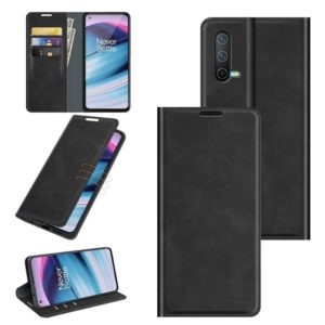 For OnePlus Nord CE 5G Retro-skin Business Magnetic Suction Leather Case with Holder & Card Slots & Wallet(Black) (OEM)