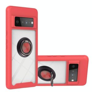 For Google Pixel 6 Pro Starry Sky Solid Color Series Shockproof PC + TPU Protective Case with Ring Holder & Magnetic Function(Red) (OEM)