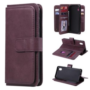For Samsung Galaxy A01 Core Multifunctional Magnetic Copper Buckle Horizontal Flip Solid Color Leather Case with 10 Card Slots & Wallet & Holder & Photo Frame(Wine Red) (OEM)