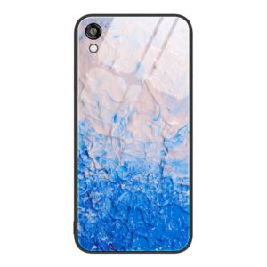 For Honor Play 3e Marble Pattern Glass Protective Phone Case(Ocean Waves) (OEM)