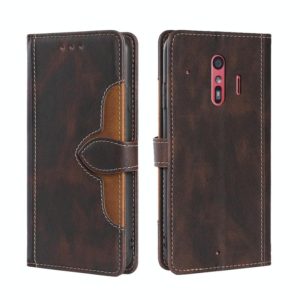 For Fujitsu Arrows F-01L F-42A Skin Feel Straw Hat Magnetic Buckle Leather Phone Case(Brown) (OEM)