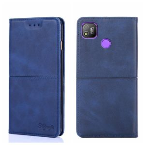 For Tecno Pop 4 Cow Texture Magnetic Horizontal Flip Leather Phone Case(Blue) (OEM)