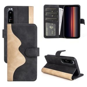 For Sony Xperia 1 IV Stitching Horizontal Flip Leather Phone Case(Black) (OEM)