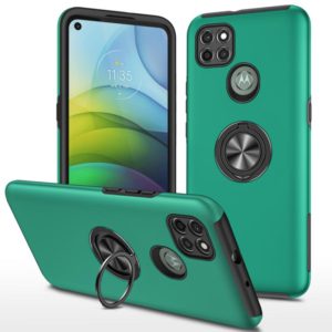 For Motorola Moto G9 Power PC + TPU Shockproof Magnetic Protective Case with Invisible Ring Holder(Dark Green) (OEM)
