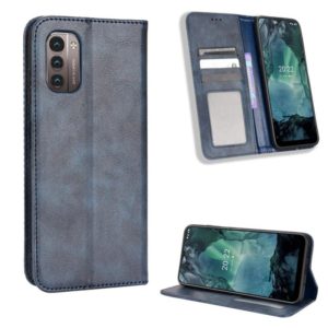 For Nokia G21 / G11 Magnetic Buckle Retro Texture Leather Phone Case(Blue) (OEM)