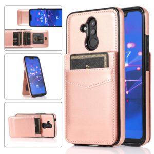 For Huawei Mate 20 Lite Solid Color PC + TPU Protective Case with Holder & Card Slots(Rose Gold) (OEM)