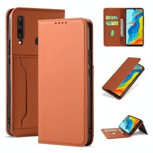 For Huawei P30 Lite / Nova 4e Strong Magnetism Liquid Feel Horizontal Flip Leather Case with Holder & Card Slots & Wallet(Brown) (OEM)