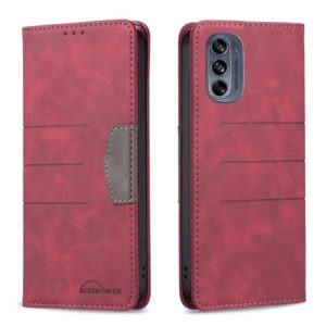 For Motorola Moto G62 Magnetic Splicing Leather Phone Case(Red) (OEM)