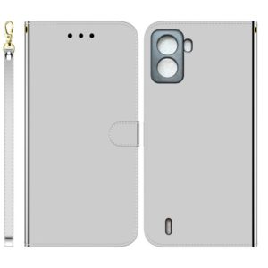For Tecno Pop 6 No Fingerprints Imitated Mirror Surface Horizontal Flip Leather Phone Case(Silver) (OEM)
