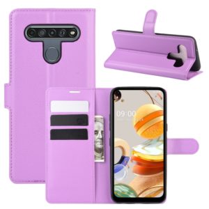 For LG K61 Litchi Texture Horizontal Flip Protective Case with Holder & Card Slots & Wallet(Purple) (OEM)