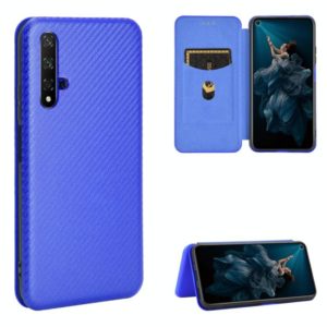 For Huawei Honor 20 / nova 5T Carbon Fiber Texture Horizontal Flip TPU + PC + PU Leather Case with Card Slot(Blue) (OEM)