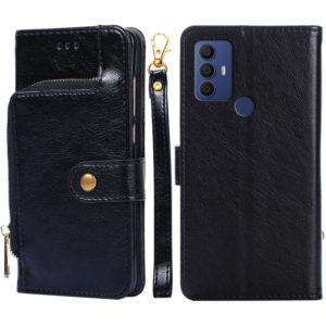 For TCL 30 SE/306/305/Sharp Aqous V6/Aqous V6 Plus Zipper Bag Leather Phone Case(Black) (OEM)