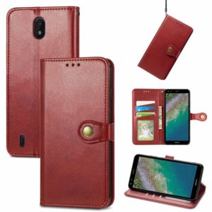 For Nokia C01 Plus Solid Color Leather Buckle Phone Case with Lanyard & Photo Frame & Card Slot & Wallet & Stand Function(Red) (OEM)