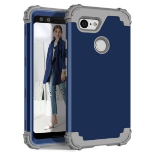 For Google Pixel 3 3 in 1 Shockproof PC + Silicone Protective Case(Navy Blue + Grey) (OEM)