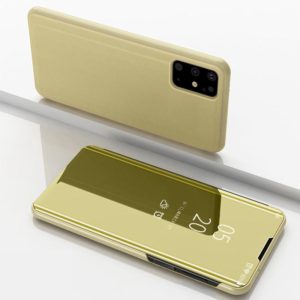 For Galaxy S20+ Plated Mirror Horizontal Flip Leather Case with Holder(Gold) (OEM)