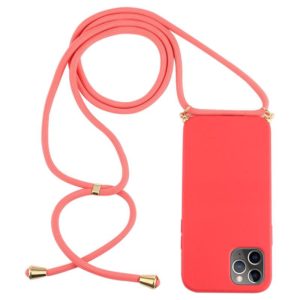 For iPhone 12 Pro Max Wheat TPU Protective Case with Lanyard(Red) (OEM)