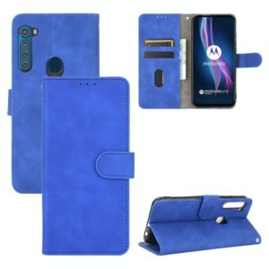 For Motorola Moto One Fusion Plus Solid Color Skin Feel Magnetic Buckle Horizontal Flip Calf Texture PU Leather Case with Holder & Card Slots & Wallet(Blue) (OEM)