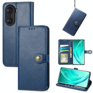 For Honor 60 Pro Solid Color Leather Buckle Phone Case(Blue) (OEM)