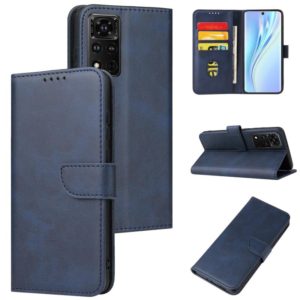 For Honor V40 5G Calf Texture Buckle Flip Leather Phone Case(Blue) (OEM)