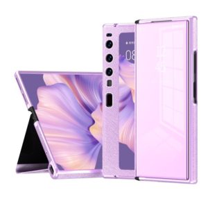 For Huawei Mate Xs 2 Side Frame Stick Leather Magnetic Phone Case(Cross Texture Purple) (OEM)