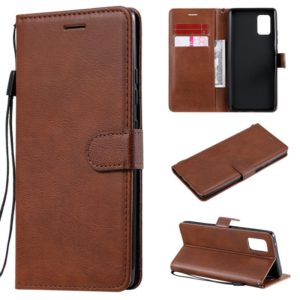 For Samsung Galaxy A71 5G Solid Color Horizontal Flip Protective Leather Case with Holder & Card Slots & Wallet & Photo Frame & Lanyard(Brown) (OEM)