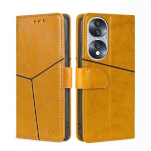 For Honor 70 Geometric Stitching Horizontal Flip Leather Phone Case(Yellow) (OEM)
