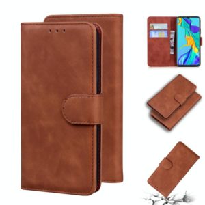 For Huawei P30 Skin Feel Pure Color Flip Leather Phone Case(Brown) (OEM)