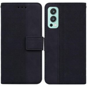 For OnePlus Nord 2 5G Geometric Embossed Leather Phone Case(Black) (OEM)