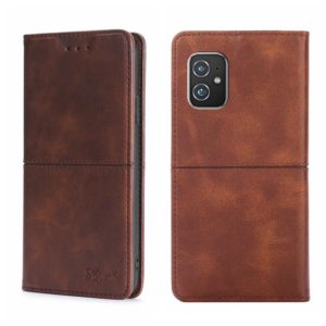 For Asus ZenFone 8 ZS590KS Cow Texture Magnetic Horizontal Flip Leather Phone Case(Dark Brown) (OEM)