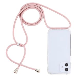 For iPhone 12 mini Transparent Acrylic Airbag Shockproof Phone Protective Case with Lanyard (Rose Gold) (OEM)