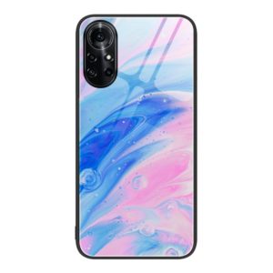 For Huawei Nova 8 Pro Marble Pattern Glass Protective Phone Case(Pink) (OEM)
