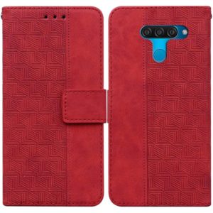 For LG K50 / Q60 Geometric Embossed Leather Phone Case(Red) (OEM)