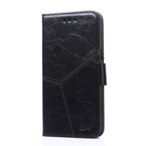 For iPhone XR Geometric Stitching Horizontal Flip TPU + PU Leather Case with Holder & Card Slots & Wallet(Black) (OEM)