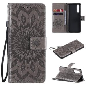 For Sony Xperia5 II Sun Embossing Pattern Horizontal Flip Leather Case with Card Slot & Holder & Wallet & Lanyard(Grey) (OEM)