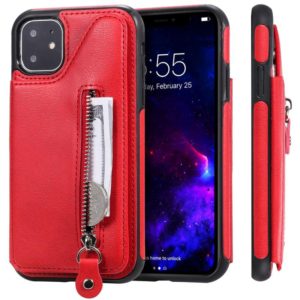 For iPhone 11 Solid Color Double Buckle Zipper Shockproof Protective Case(Red) (OEM)