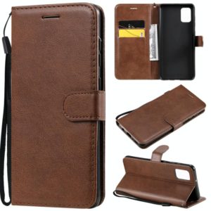 For Samsung Galaxy A31 Solid Color Horizontal Flip Protective Leather Case with Holder & Card Slots & Wallet & Photo Frame & Lanyard(Brown) (OEM)