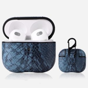 Snakeskin Texture Earphone Protective Case with Hang Buckle For AirPods 3(Blue) (OEM)