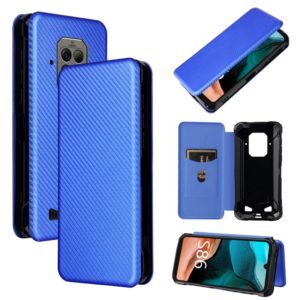 For Doogee S86 / S86 Pro Carbon Fiber Texture Horizontal Flip TPU + PC + PU Leather Case with Card Slot(Blue) (OEM)
