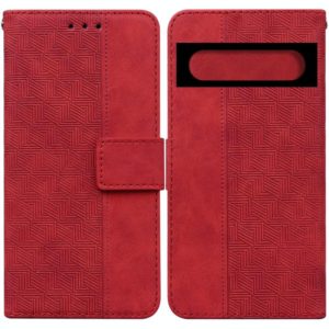 For Google Pixel 7 Pro 5G Geometric Embossed Leather Phone Case(Red) (OEM)