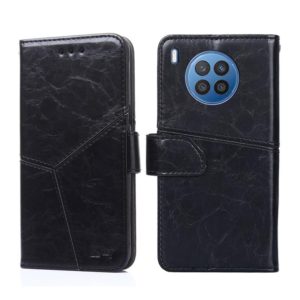 For Huawei nova 8i Geometric Stitching Horizontal Flip Leather Phone Case(Black) (OEM)