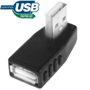 USB 2.0 AM to AF Adapter with 90 Degree Angle, Support OTG Function (OEM)