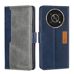 For Honor X30 Contrast Color Side Buckle Leather Phone Case(Blue + Grey) (OEM)