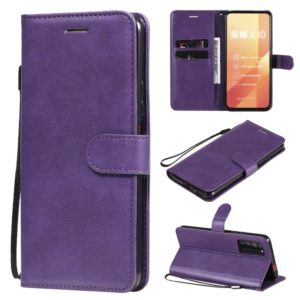 For Huawei Honor X10 Solid Color Horizontal Flip Protective Leather Case with Holder & Card Slots & Wallet & Photo Frame & Lanyard(Purple) (OEM)