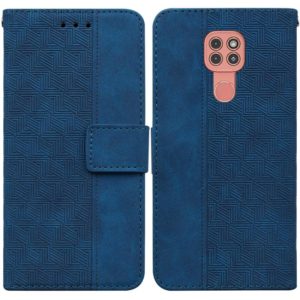 For Motorola Moto G9 Play / E7 Plus Geometric Embossed Leather Phone Case(Blue) (OEM)
