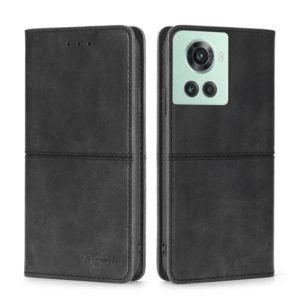For OnePlus Ace/10R Cow Texture Magnetic Horizontal Flip Leather Phone Case(Black) (OEM)