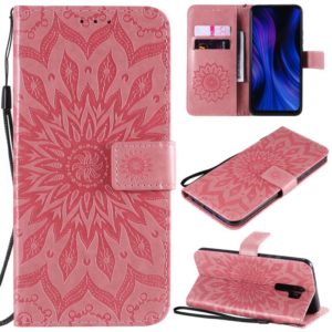 For Xiaomi Redmi 9 Sun Embossing Pattern Horizontal Flip Leather Case with Card Slot & Holder & Wallet & Lanyard(Pink) (OEM)