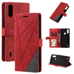 For Motorola Moto E7 Power Skin Feel Splicing Horizontal Flip Leather Case with Holder & Card Slots & Wallet & Photo Frame(Red) (OEM)