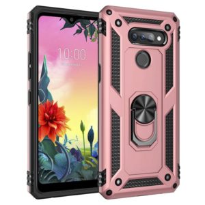 For LG K50S Shockproof TPU + PC Protective Case with 360 Degree Rotating Holder(Rose Gold) (OEM)
