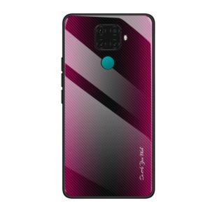 For Huawei Nova 5i Pro Texture Gradient Glass Protective Case(Rose Red) (OEM)